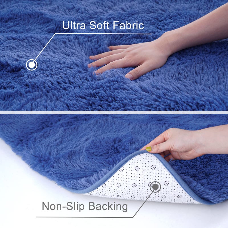 ST. BRIDGE Ultra Soft Fluffy Rugs for Bedroom 4x6 Feet, Shag Area Rugs for Living Room, Large Comfy Furry Rug for Boys Kids Baby Room Decor, Non Slip Nursery Rug Modern Indoor Fuzzy Floor Carpet, Light Navy - Image 4